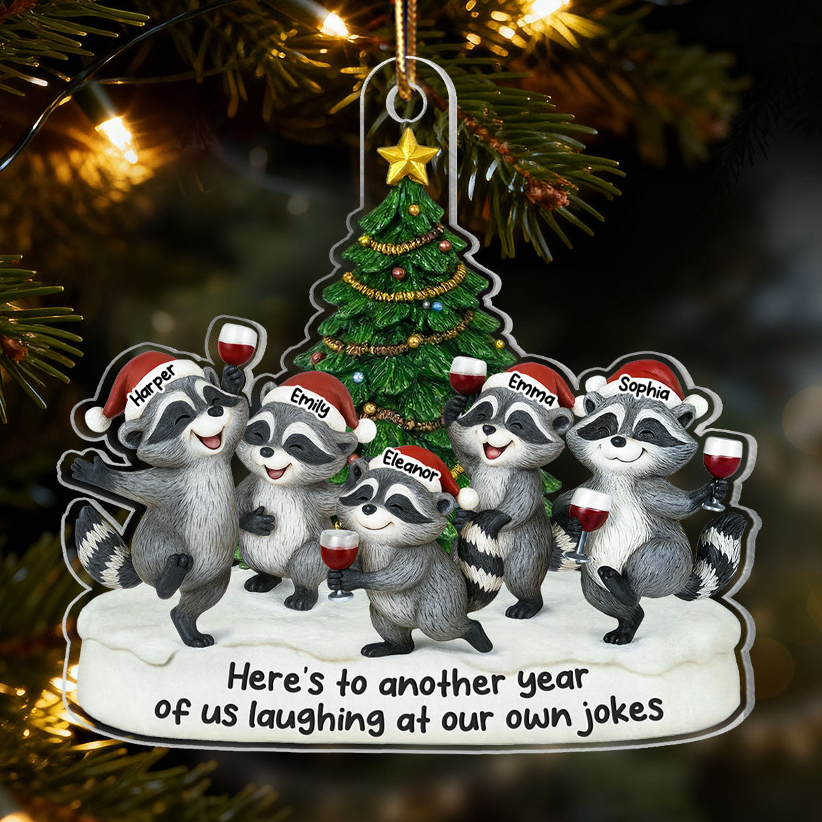 3D Effect Raccoon Best Friends Here's To Another Year Of Bonding - Personalized Acrylic Ornament - Funny Gift For Besties, Best Friends