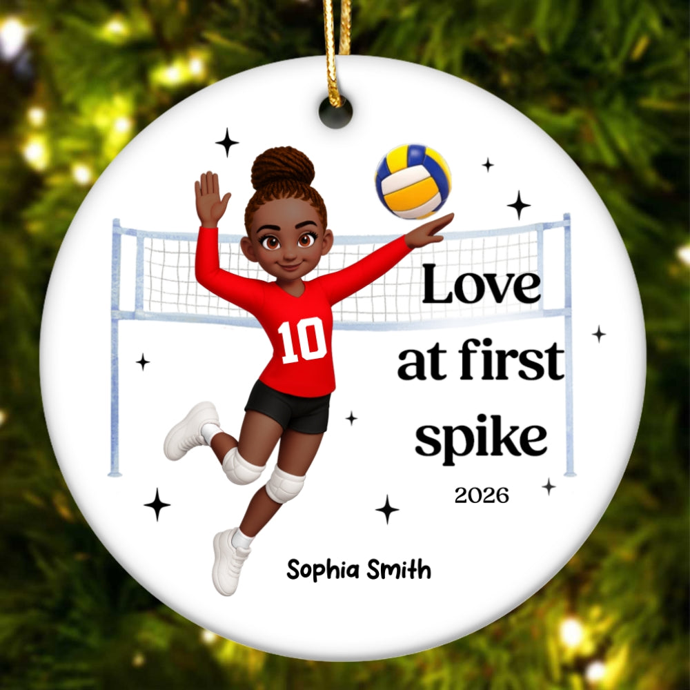 Love At First Spike Volleyball Player - Personalized Ceramic Ornament - Christmas Gift For Volleyball Players