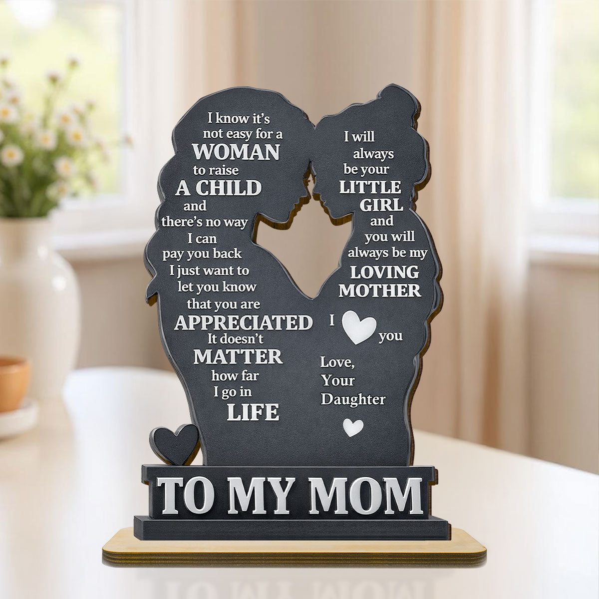 To My Mom - Personalized 2-Layered Wooden Plaque - Heartfelt Gift For Mom, Grandma