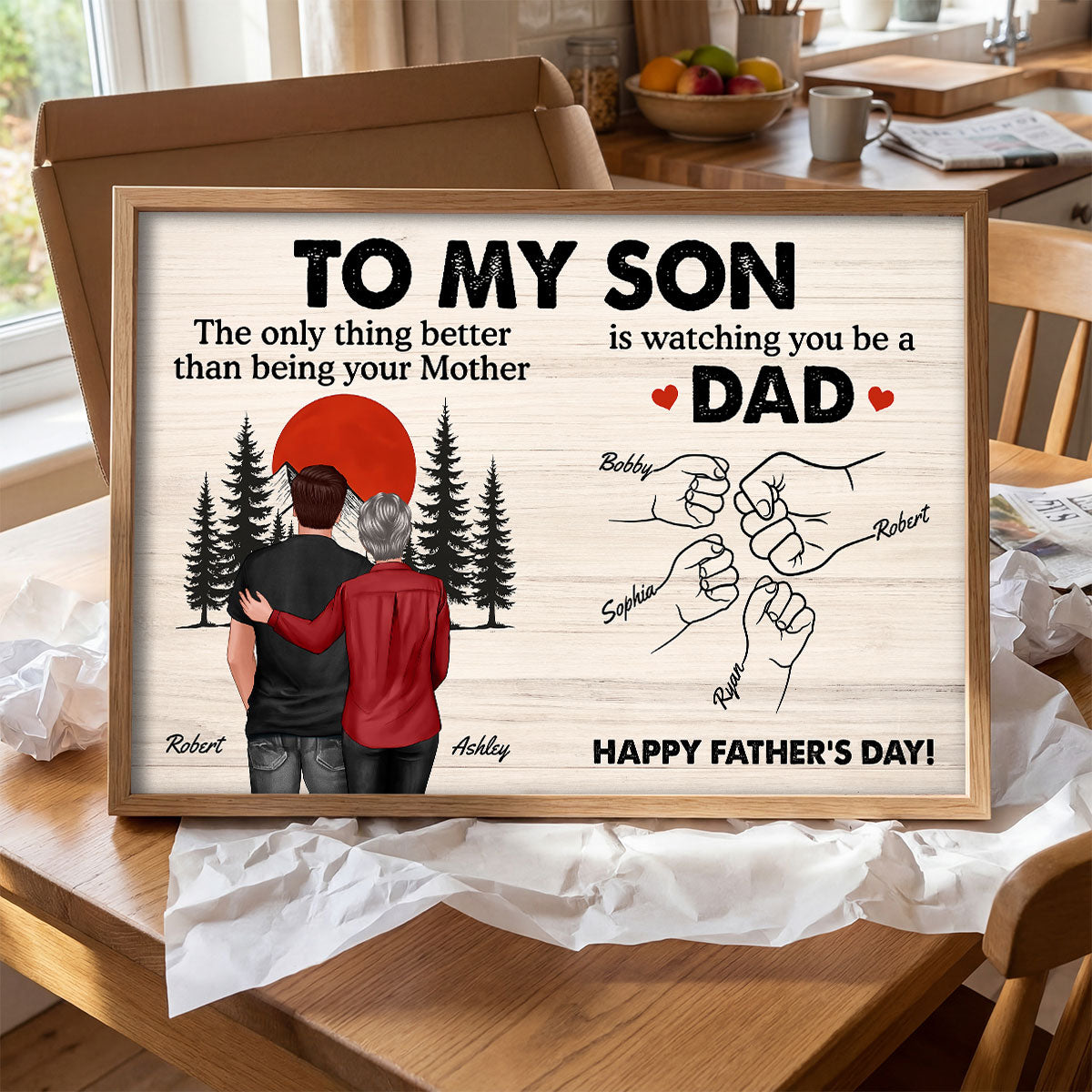 Retro Vintage Sunset To My Son Watching You Be A Dad - Personalized Poster - Father's Day Gift For Son