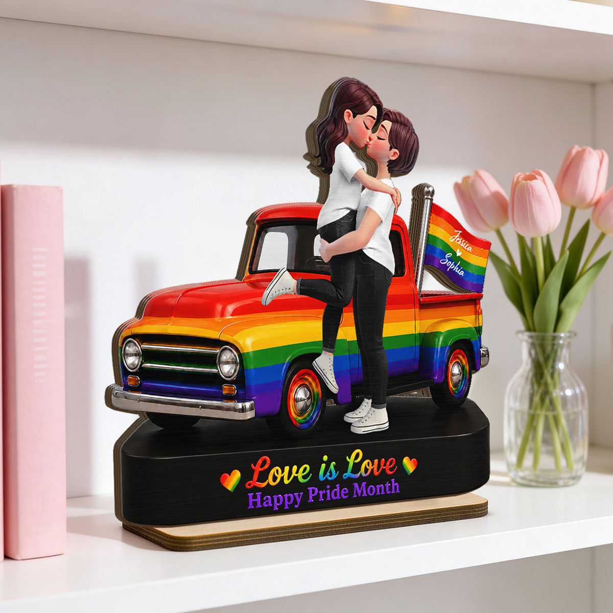 LGBT+ Couple Forever Love Wins - Personalized 2-Layered Wooden Plaque - Gift For Couple, Happy Pride Month