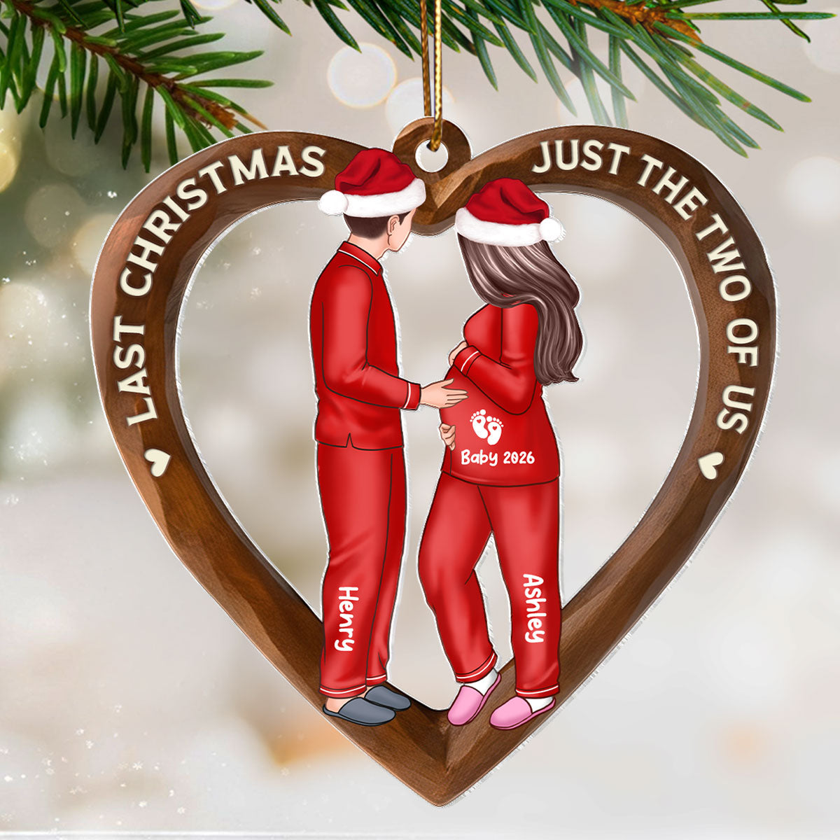 Last Christmas Just the Two of us - Personalized Acrylic Ornament - Pregnancy Reveal Ornament