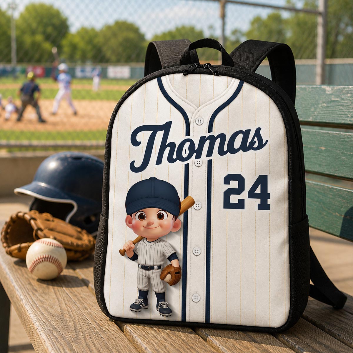 Baseball Kid Jersey - Personalized Backpack - Back To School Gift