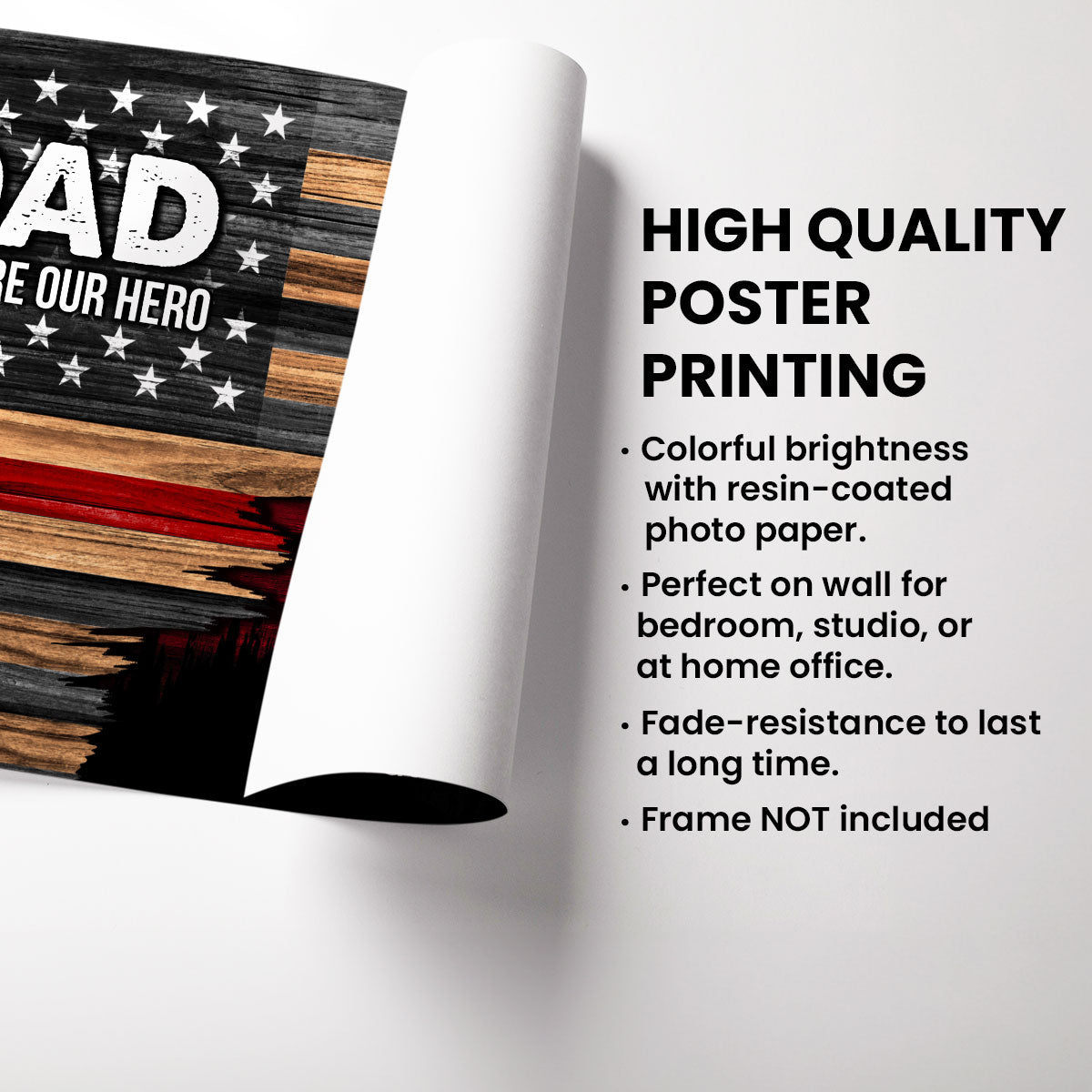 Firefighter Half Thin Red Line Flag Dad Grandpa - Personalized Poster - Father's Day Gift For Dad, Grandpa