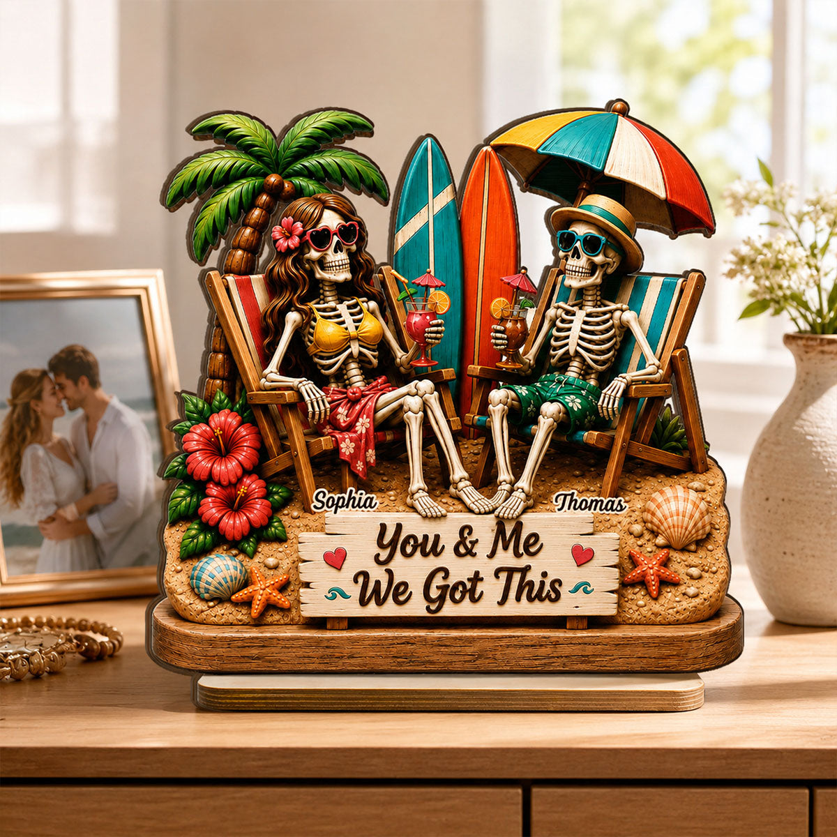 Perfect Summerween Couple Decoration - Personalized Wooden Plaque - Gift For Couple, Him, Her