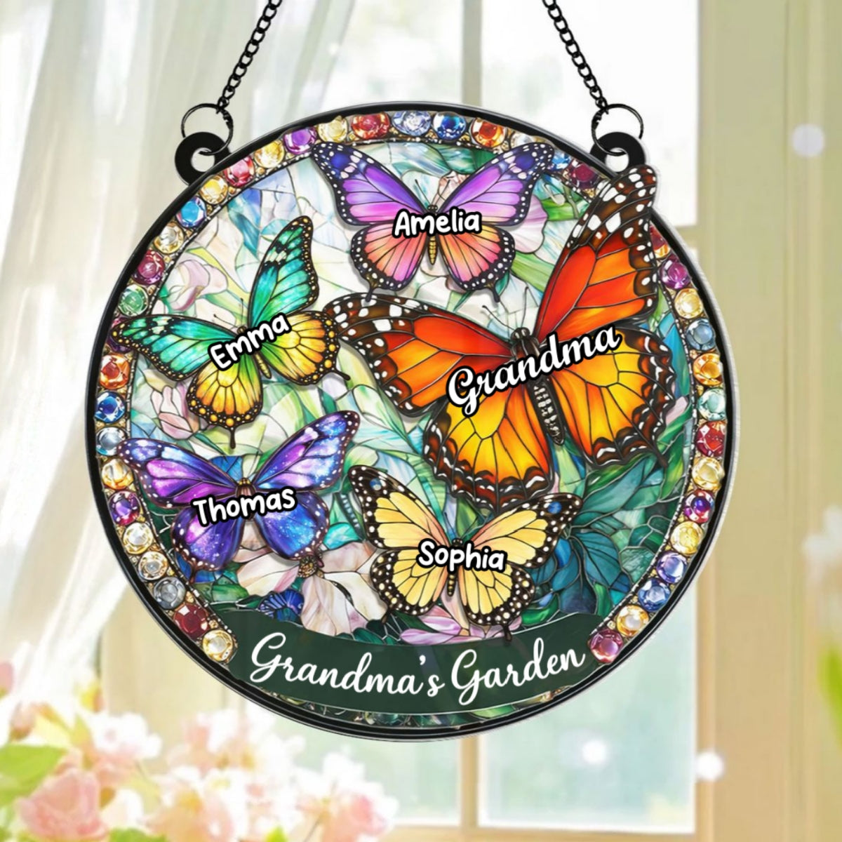 Grandma's Garden Butterflies - Personalized Suncatcher - Heartfelt Mother's Day Gift for Grandma, Mom