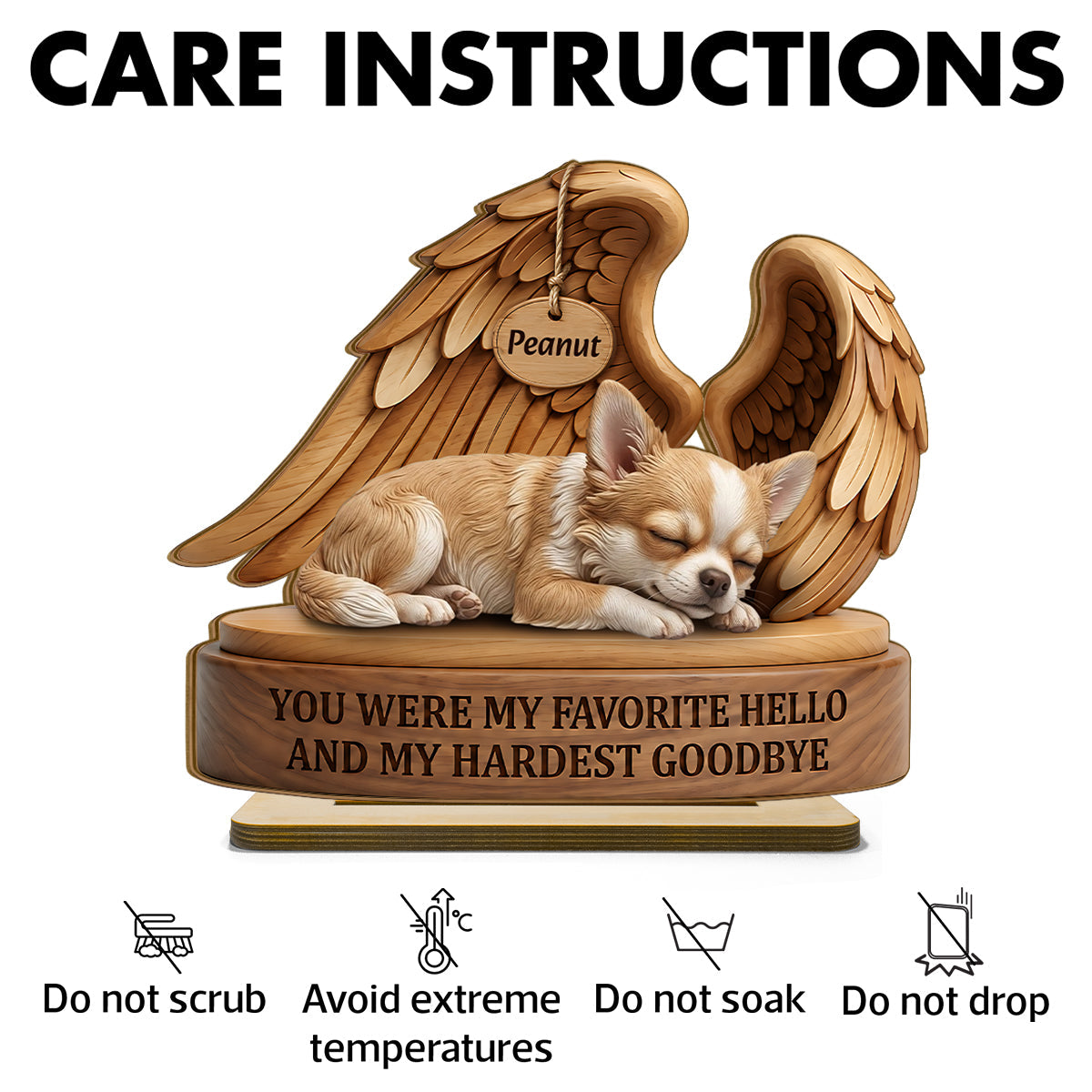 My Favorite Hello and Hardest Goodbye Pet Memorial - Personalized 2-Layered Wooden Plaque - Heartfelt Sympathy Keepsake