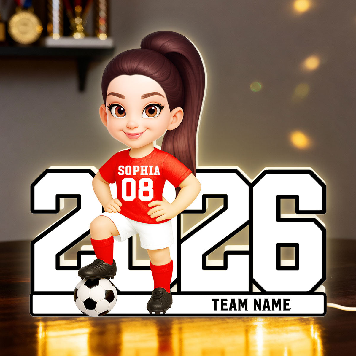 Christmas Soccer Player - Personalized Light Box - Gift For Soccer Lovers, Soccer Team