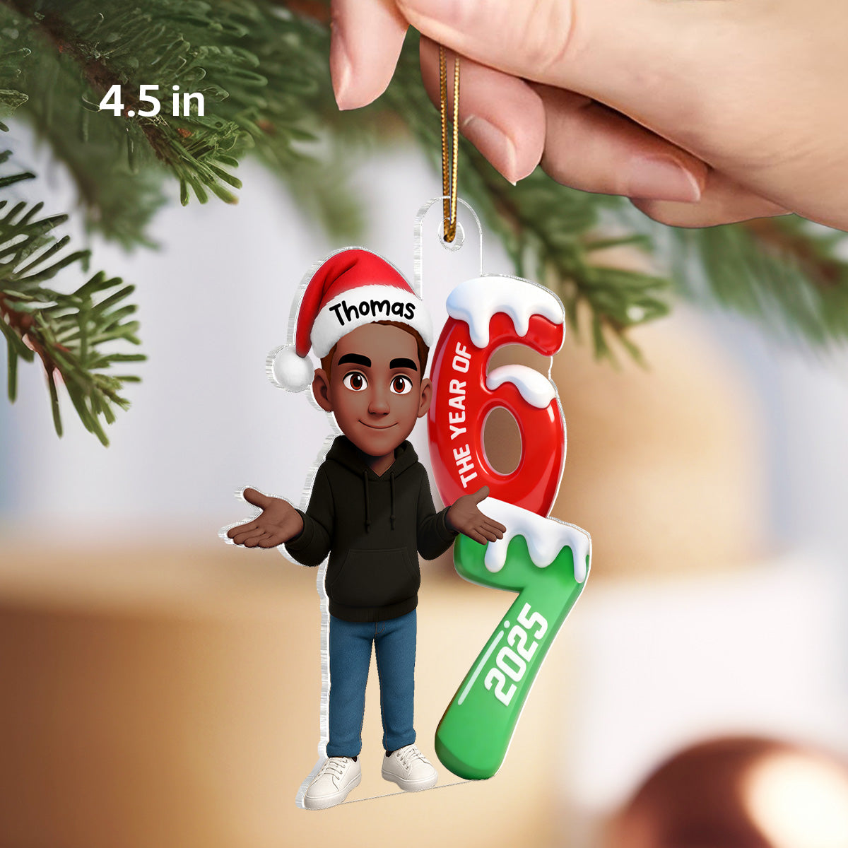 3D Effect 67 Six Seven 2025 Slang Christmas - Personalized Acrylic Ornament - Funny Christmas Gift For Teen, Grandkid, Gen Alpha