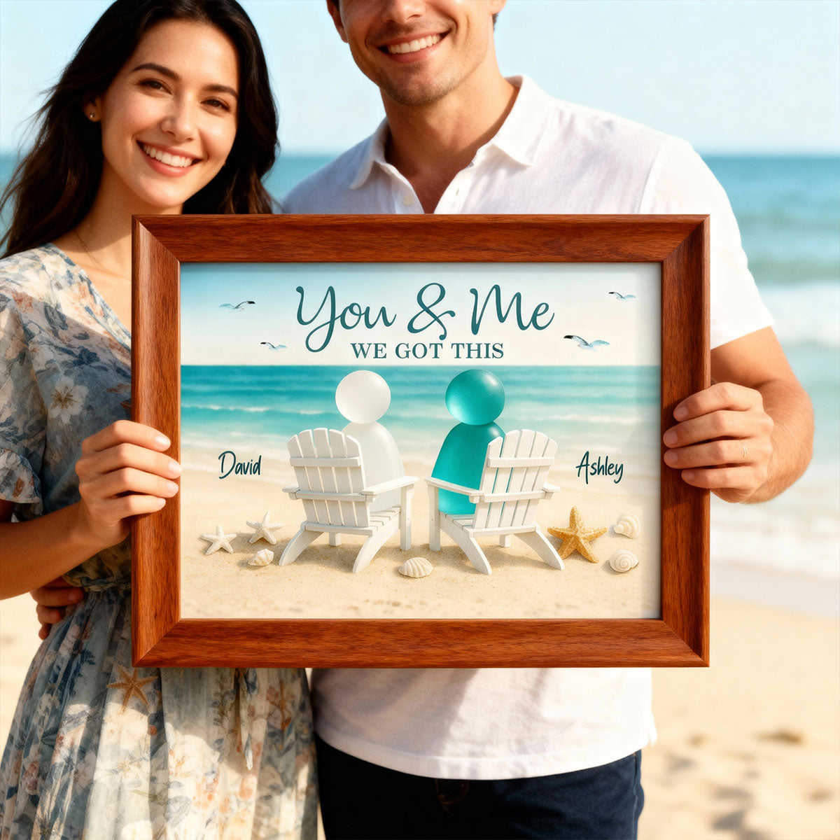 3D Sea Glass Effect Couple You & Me We Got This - Personalized Poster