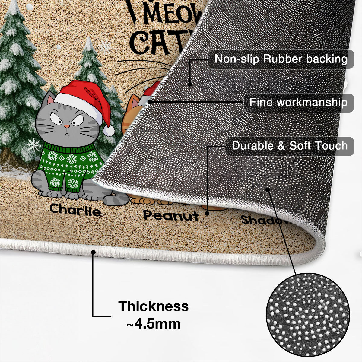 Christmas Funny Cute Cats Meowy Catmas - Personalized Doormat - Christmas Gift For Cat Lovers