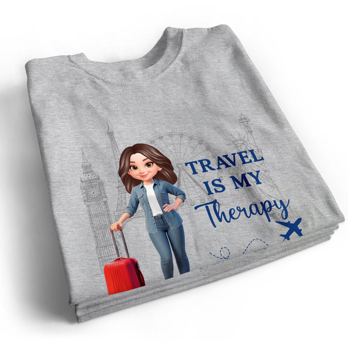 Man Woman Travel Is My Therapy - Personalized Shirt - Gift for Travelers