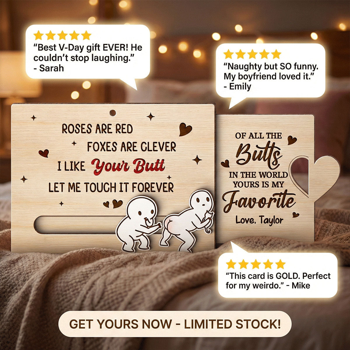 I Like Your Butt Funny Inappropriate Couple - Personalized Wooden Slider Ornament - Valentine's Day Gift For Him, For Her