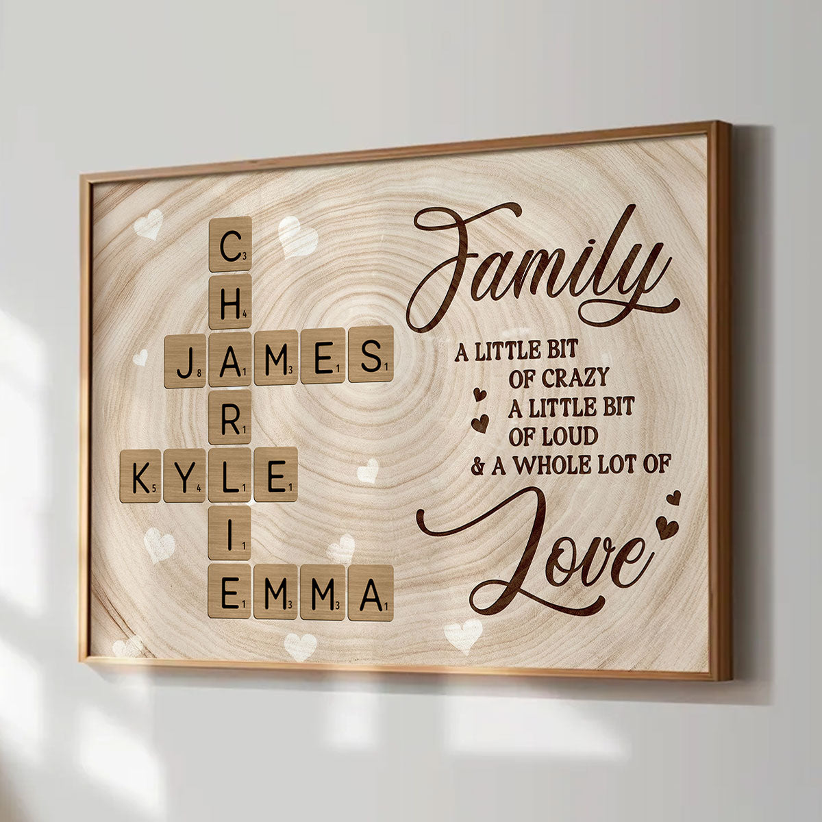 Family Crossword Wall Art A Whole Lot Of Love - Personalized Poster - Sentimental Gift for Loved Ones