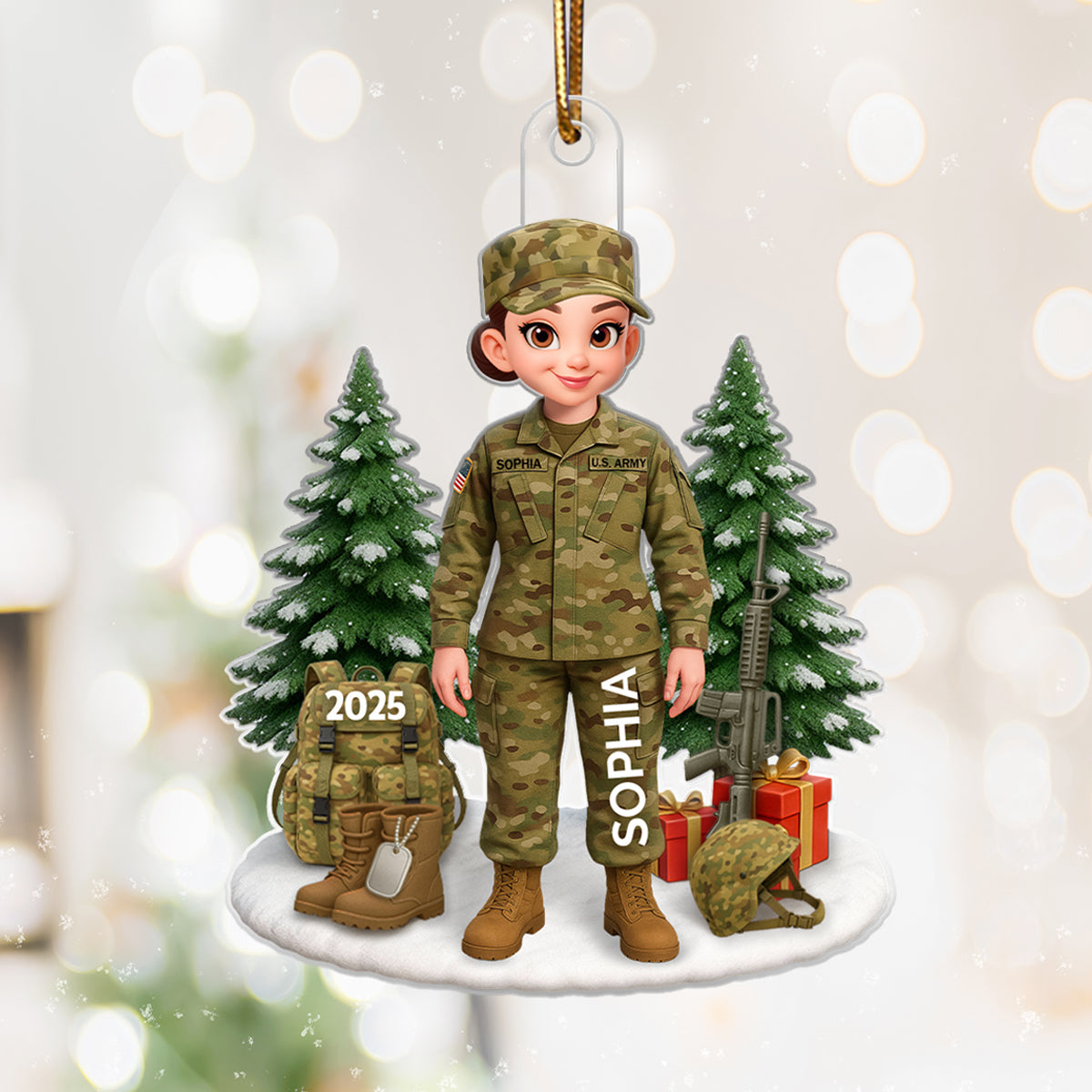 3D Effect Proud Soldier - Personalized Acrylic Ornament - Special Chritsmas Gift For The Brave Soldier