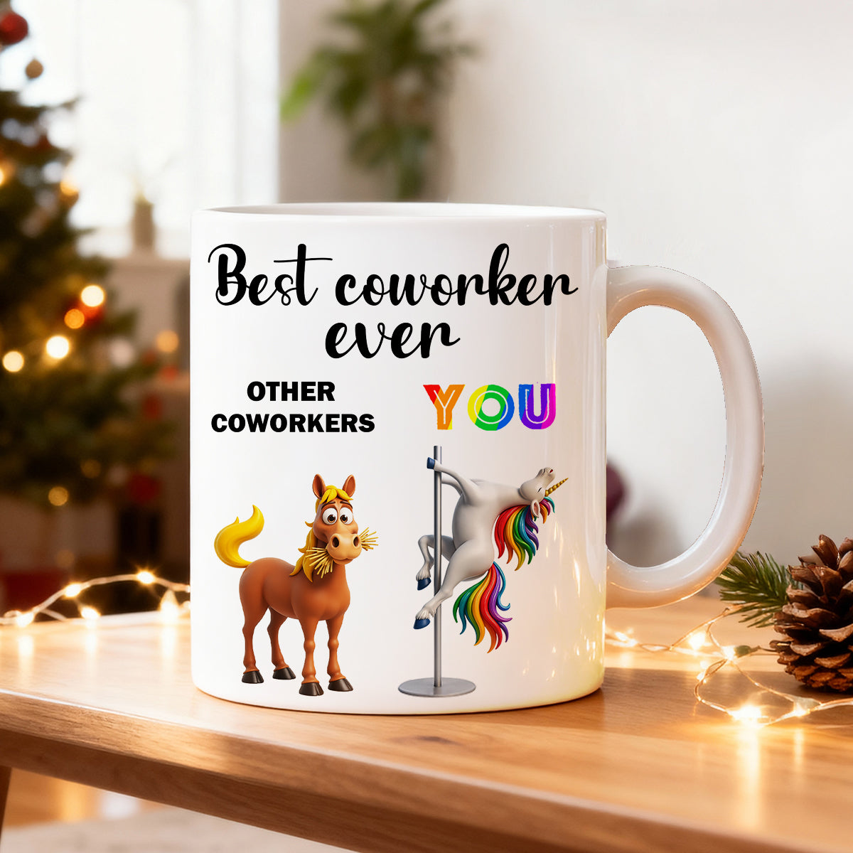 Funny Unicorn Coworker - Personalized Mug - Christmas Gift for Coworker, White Elephant