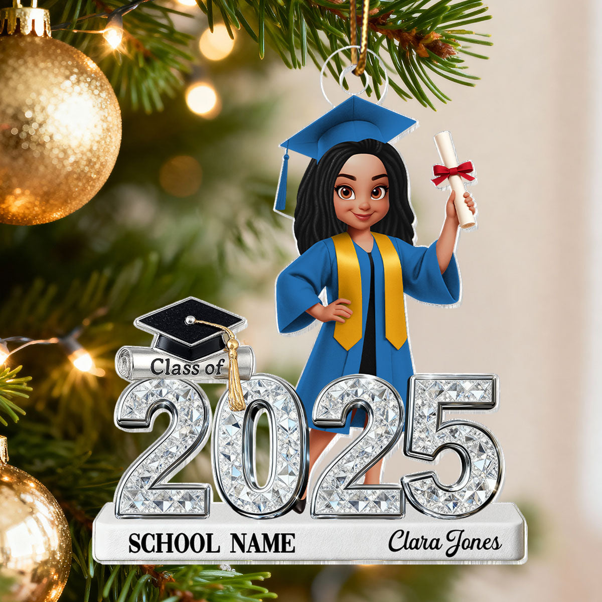 3D Shiny Effect Class Of 2025 2026 Senior - Personalized Acrylic Ornament