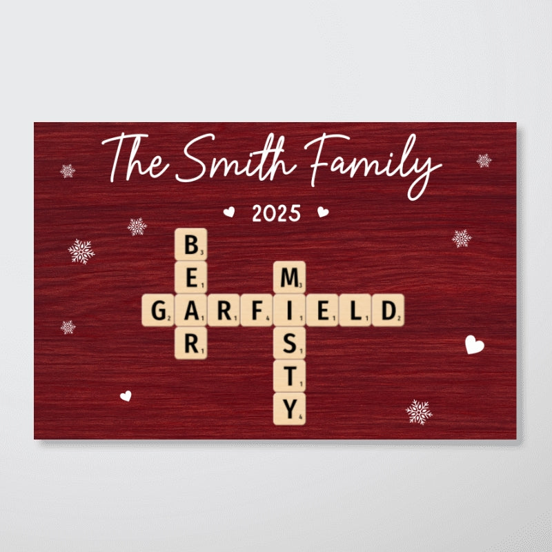 Christmas Family Forever Linked Together Crossword Puzzle Art - Personalized Poster - Gift For Family