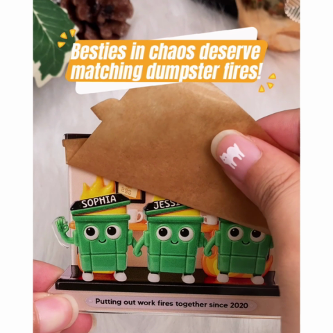 [BUY 1 GET 1 FREE] 3D Effect Dumpster Fires In Office Scene - Personalized Acrylic Ornament - Funny Gift For Colleagues, Work Besties