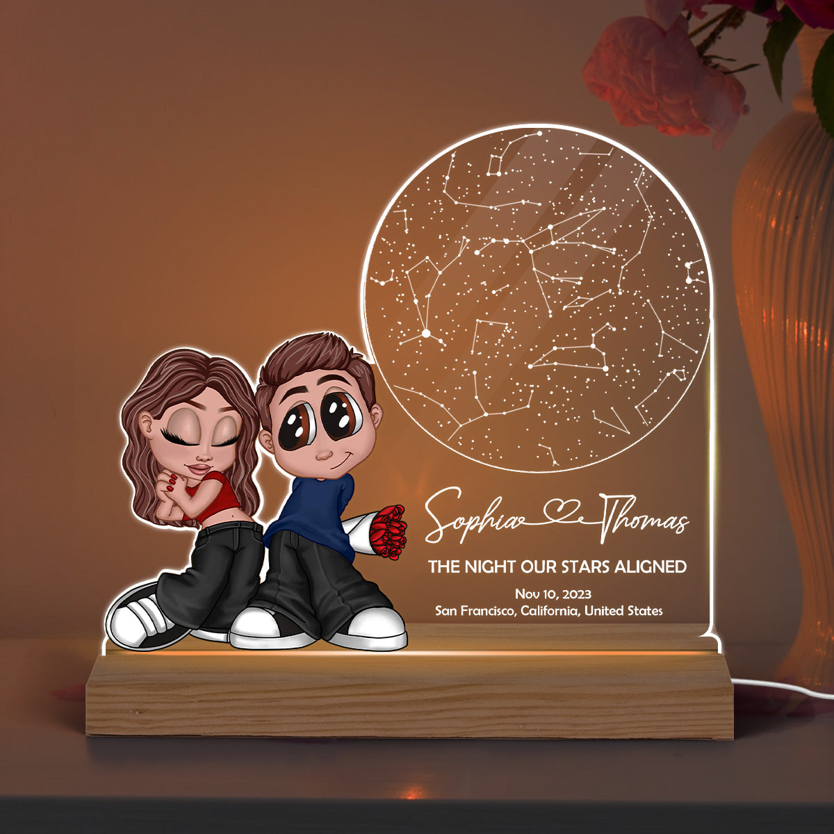 Y2K Couple Constellation Custom Star Map By Date & Location - Personalized Acrylic Plaque LED Night Light