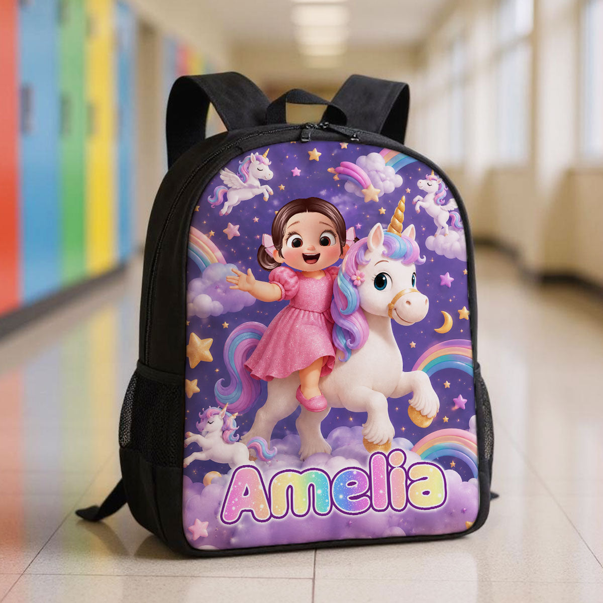 Unicorn Trendy Design for Girls - Personalized Backpack - Back to School Gift for Daughter, Granddaughter
