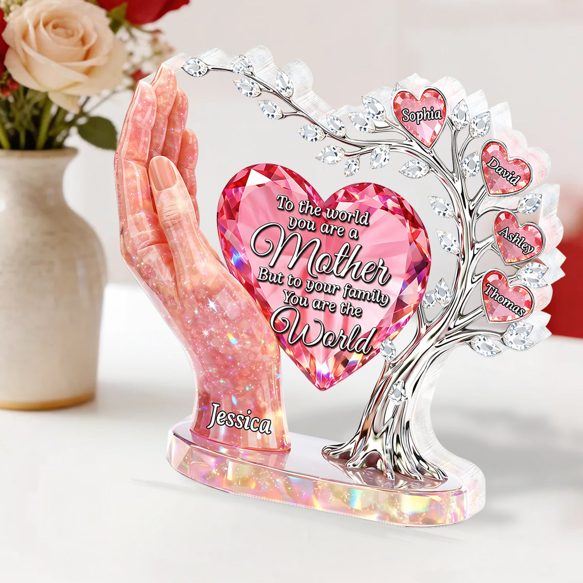 To the World You Are a Mother To Us You Are the World - Personalized Acrylic Block Plaque - Heartfelt Gift for Mom