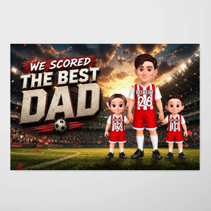 Soccer Dad & Kids Together - Personalized Poster - Father's Day Gift For Dad, Husband