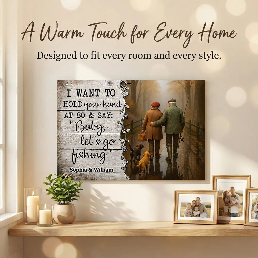 Baby Let's Go Fishing Old Couple - Personalized Poster - Heartwarming Gift For Him, For Her, For Couple