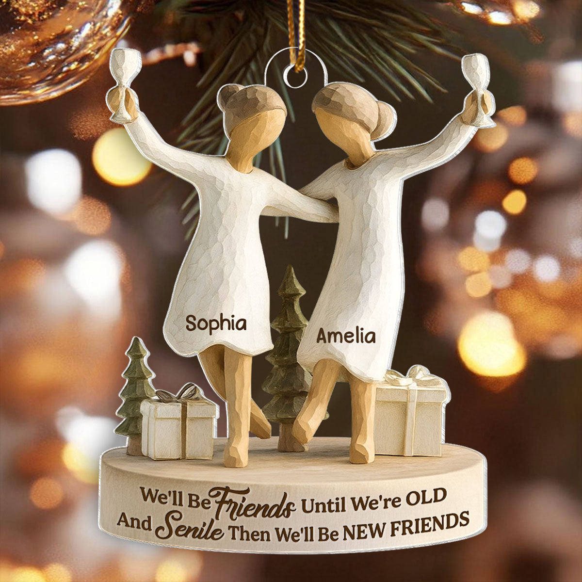 Friends Until Old and Senile - Personalized Acrylic Ornament - Christmas Gift for Best Friends