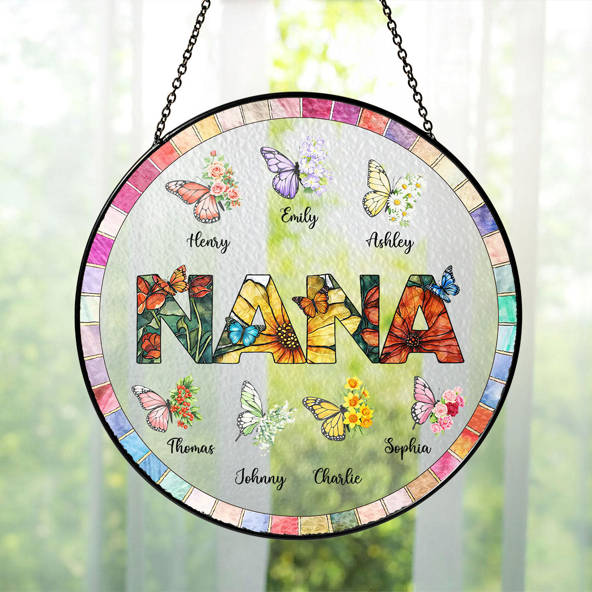 Grandma Butterfly with Grandkids' Names - Personalized Suncatcher - Mother's Day Gift for Mom, Grandma, Wife