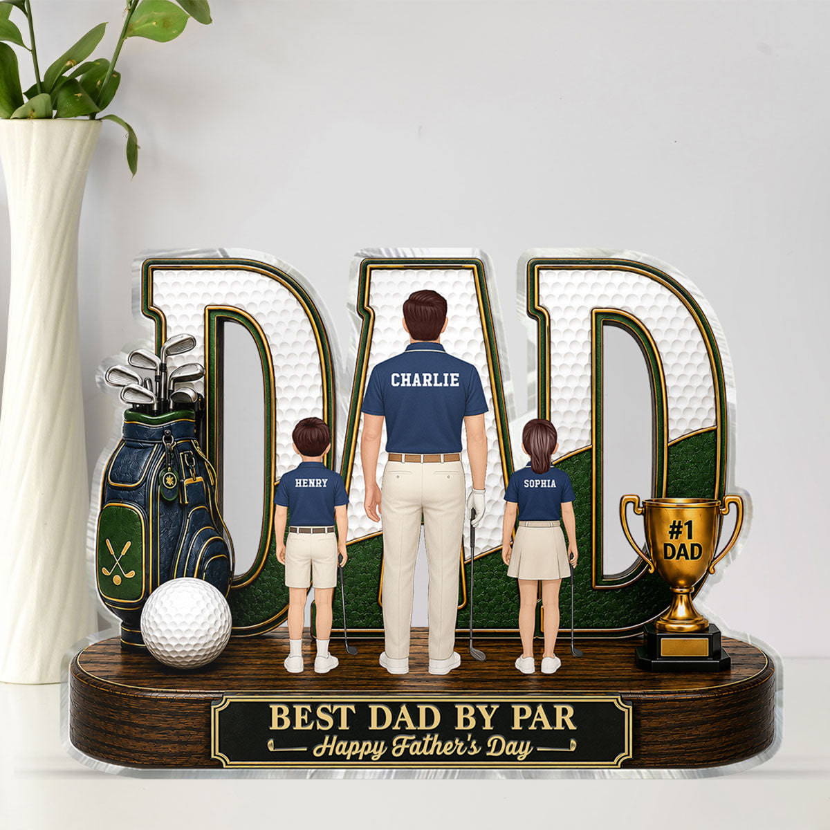Golf Dad Legend Best Dad By Par - Personalized Acrylic Block Plaque - Unique Trending  Gift For Dad