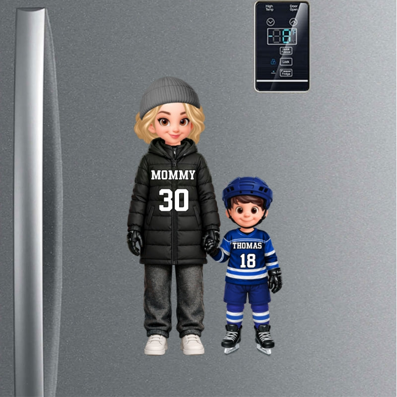 Hockey Mom And Kids - Personalized Acrylic Fridge Magnet - Heartfelt Gift For Hockey Mom, Gift For Wife