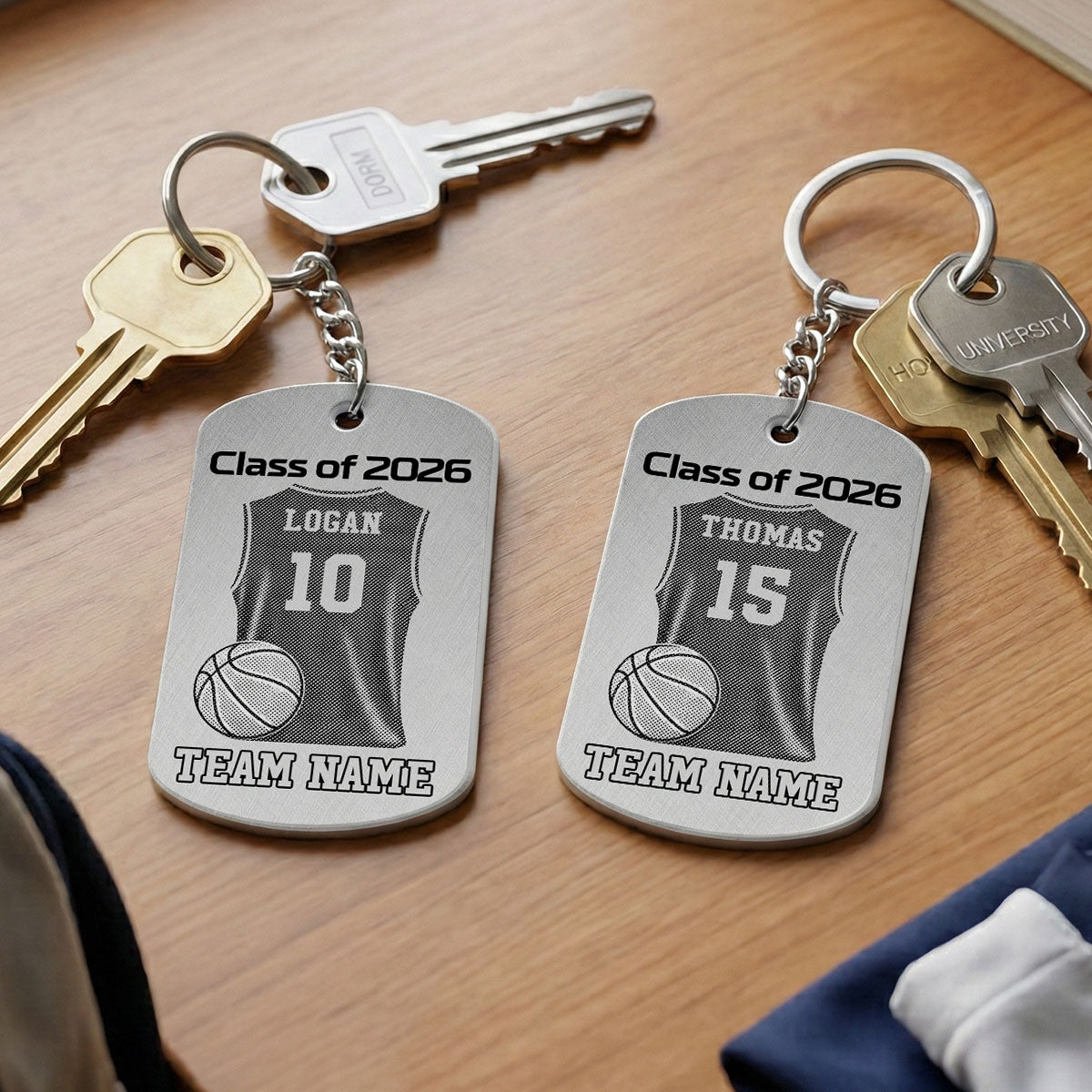 Sport Player Graduation Keepsake - Personalized Metal Keychain - Graduation Gift, Basketball, Baseball, Football