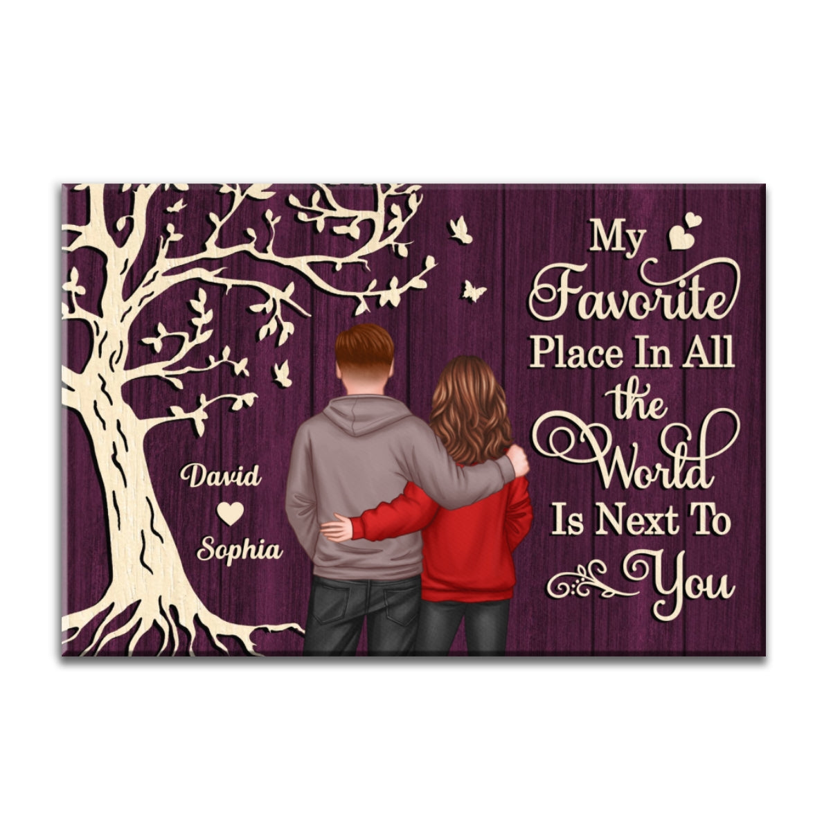 My Favorite Place in All the World Couple Tree - Personalized Poster - Gift for him, Gift for her