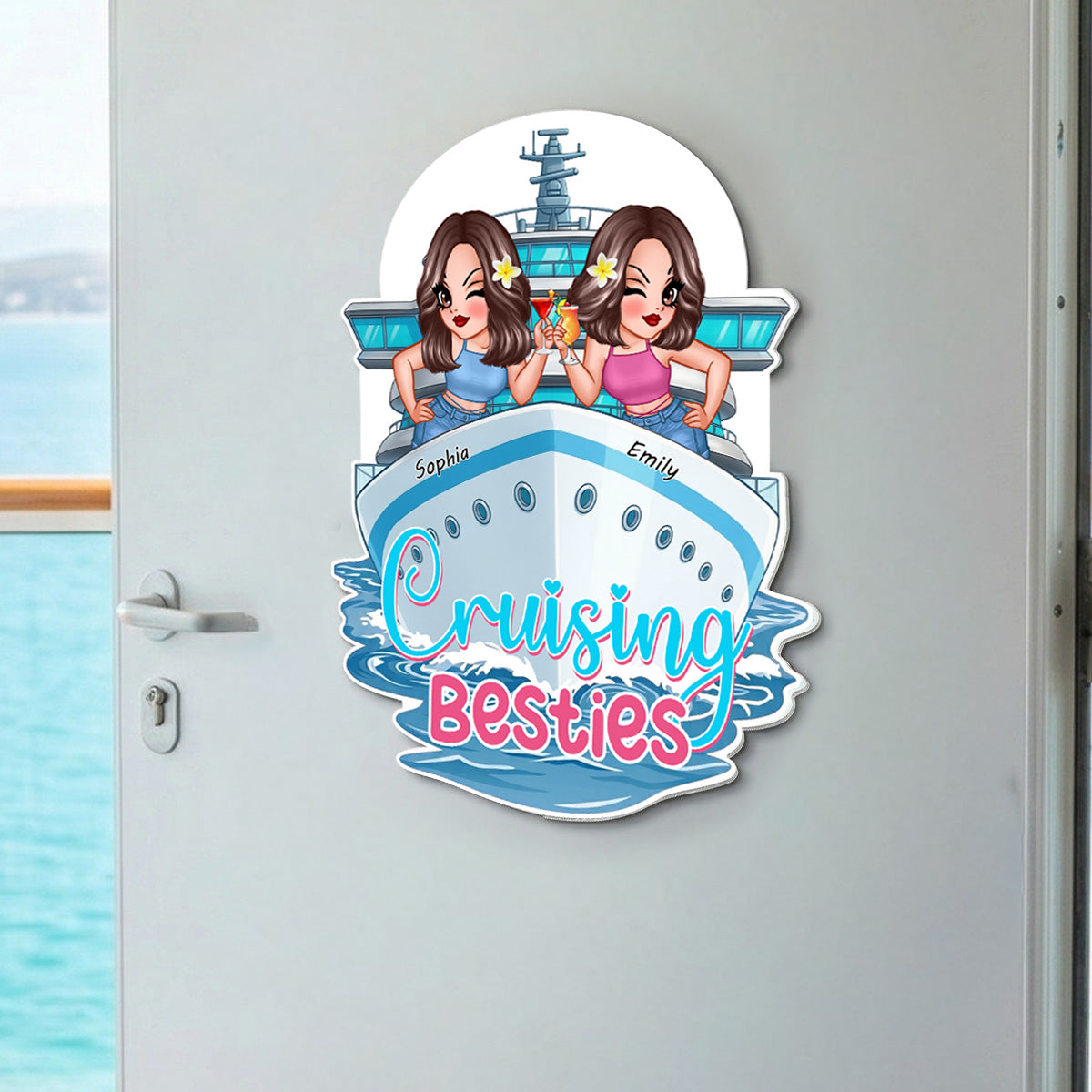 Girl Cruise Trip Pretty Women On Cruise - Personalized Cruise Ship Door Magnet - Girl Cruise Trip Keepsake