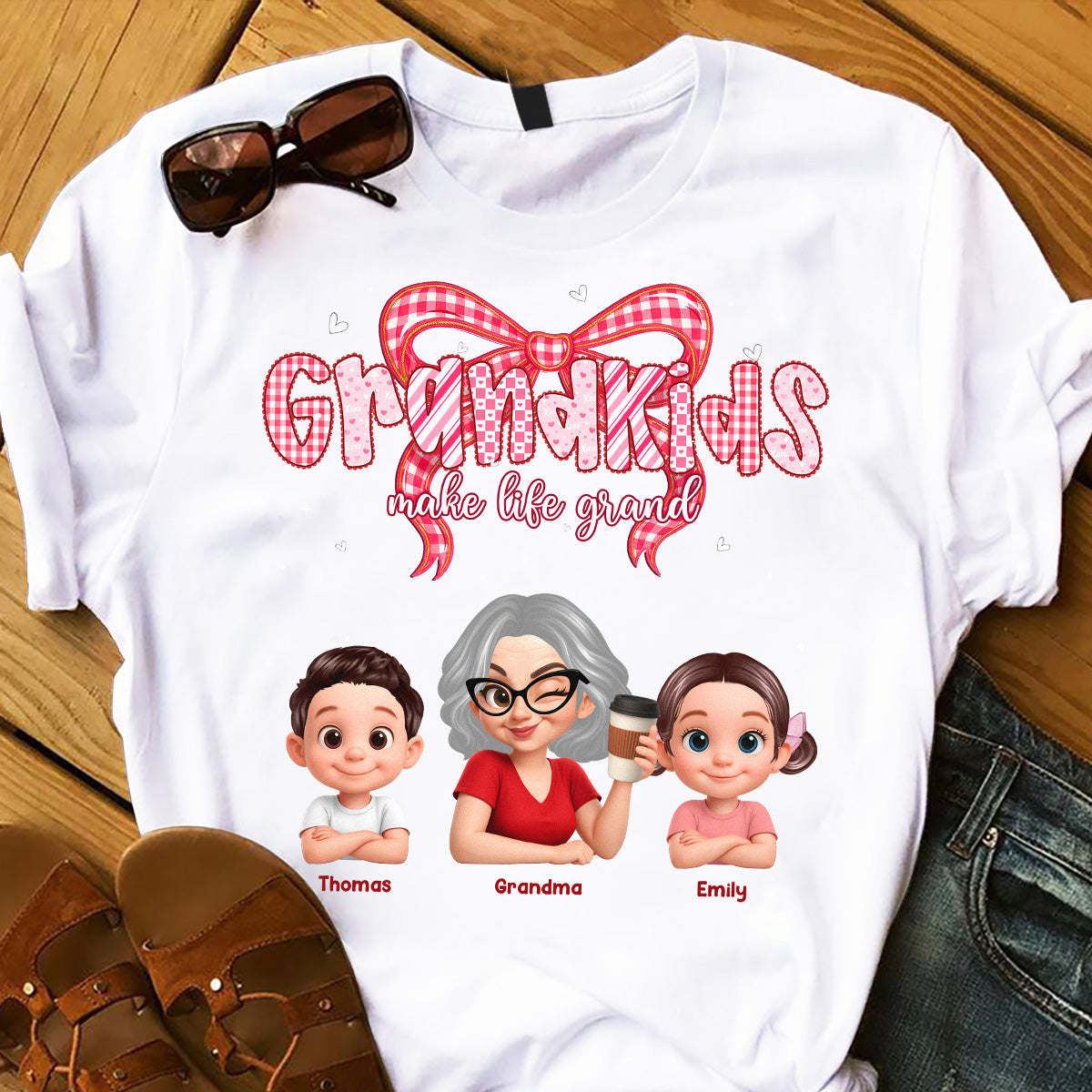 Valentine's Day Grandma Grandkids Make Life Grand - Personalized Shirt - Valentine's Day Gift For Grandma