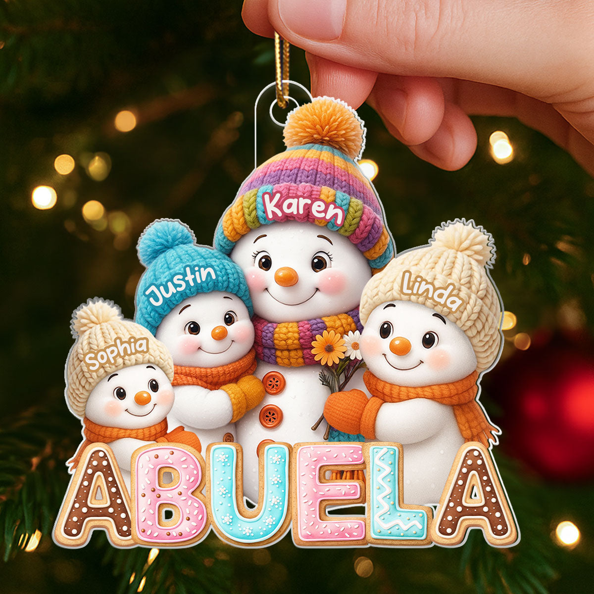 Grandma And Grandkids Christmas 2025 - Personalized Acrylic Ornament - Heartwarming Christmas Gift For Grandma