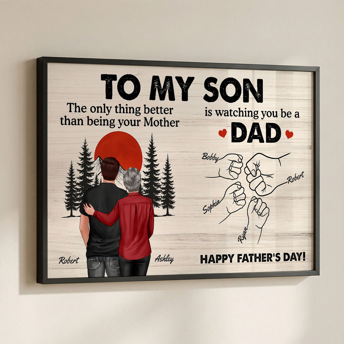 Retro Vintage Sunset To My Son Watching You Be A Dad - Personalized Poster - Father's Day Gift For Son