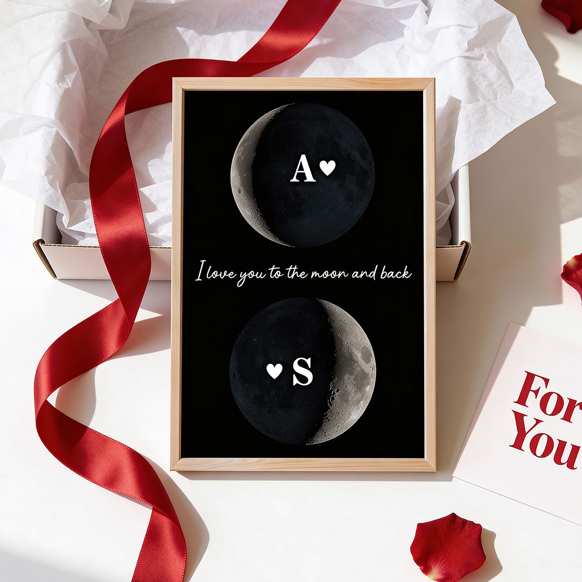 Custom Couple Birth Date Moon Phase - Personalized Poster - Valentine's Day Gift For Couple, For Her, For Him