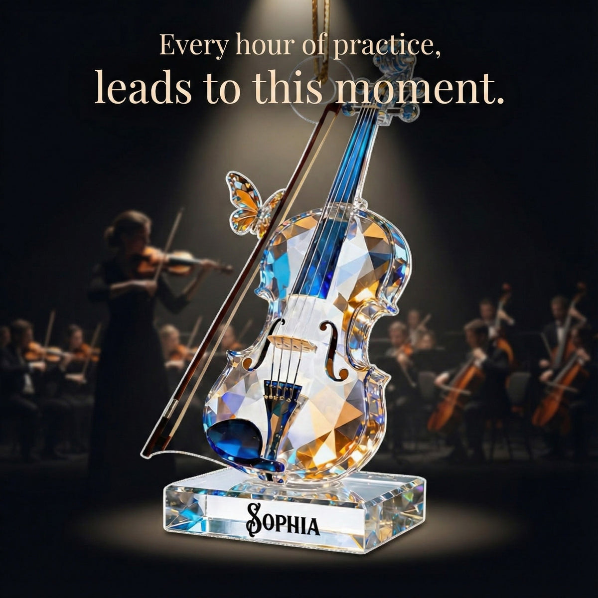 Violin Music Crystal Effect - Personalized Acrylic Ornament - Unique Gift For Violinist