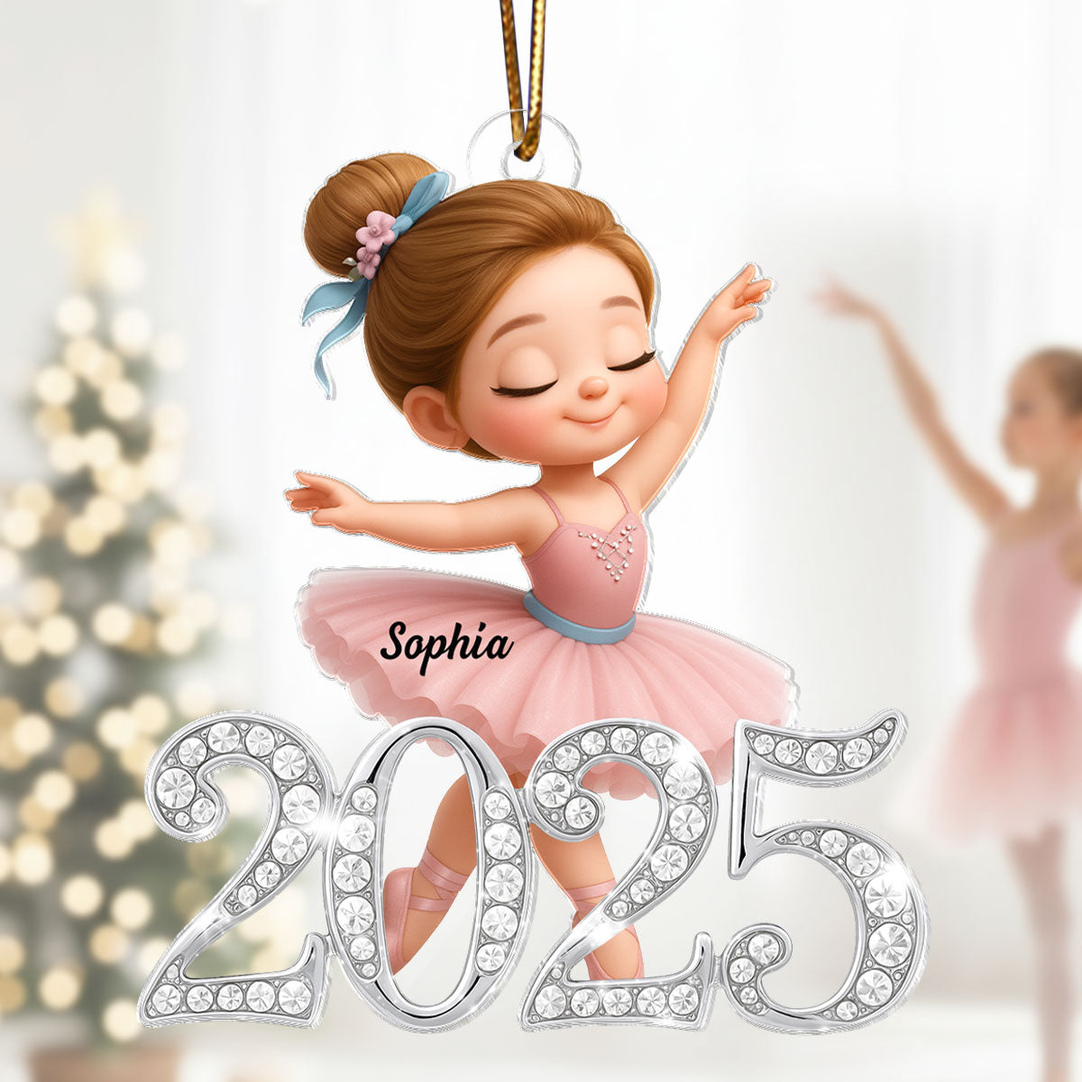 2025 Shining Effect Ballerina Girl - Personalized Acrylic Ornament - Christmas Gift for Kids, Grandkids