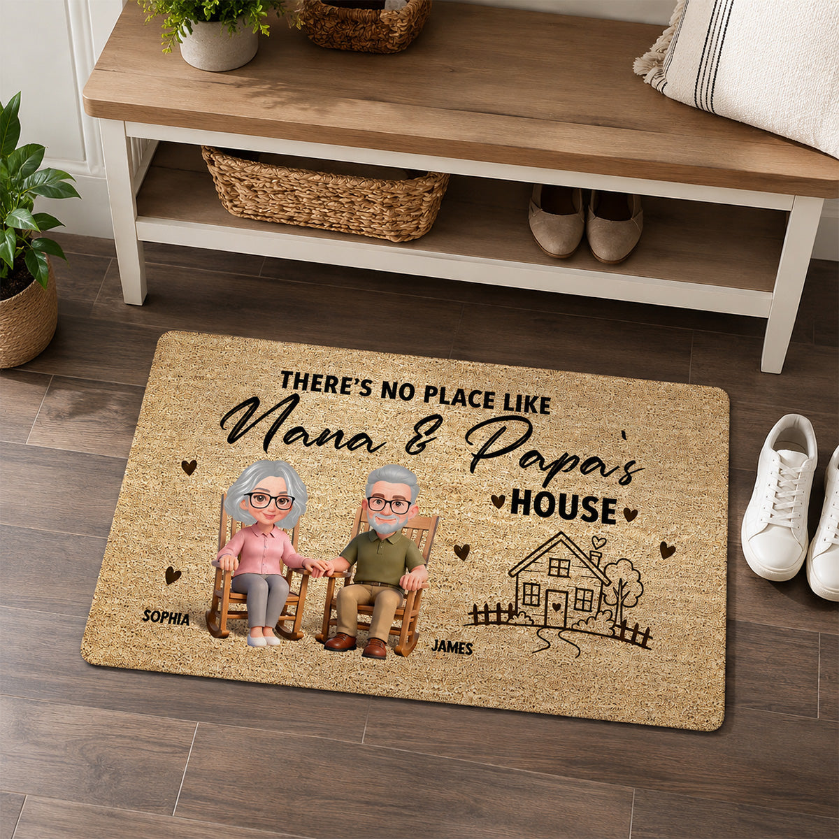 No Place Like Grandparents' House - Personalized Doormat - Home Decor Gift, Grandkids Welcome Decorations