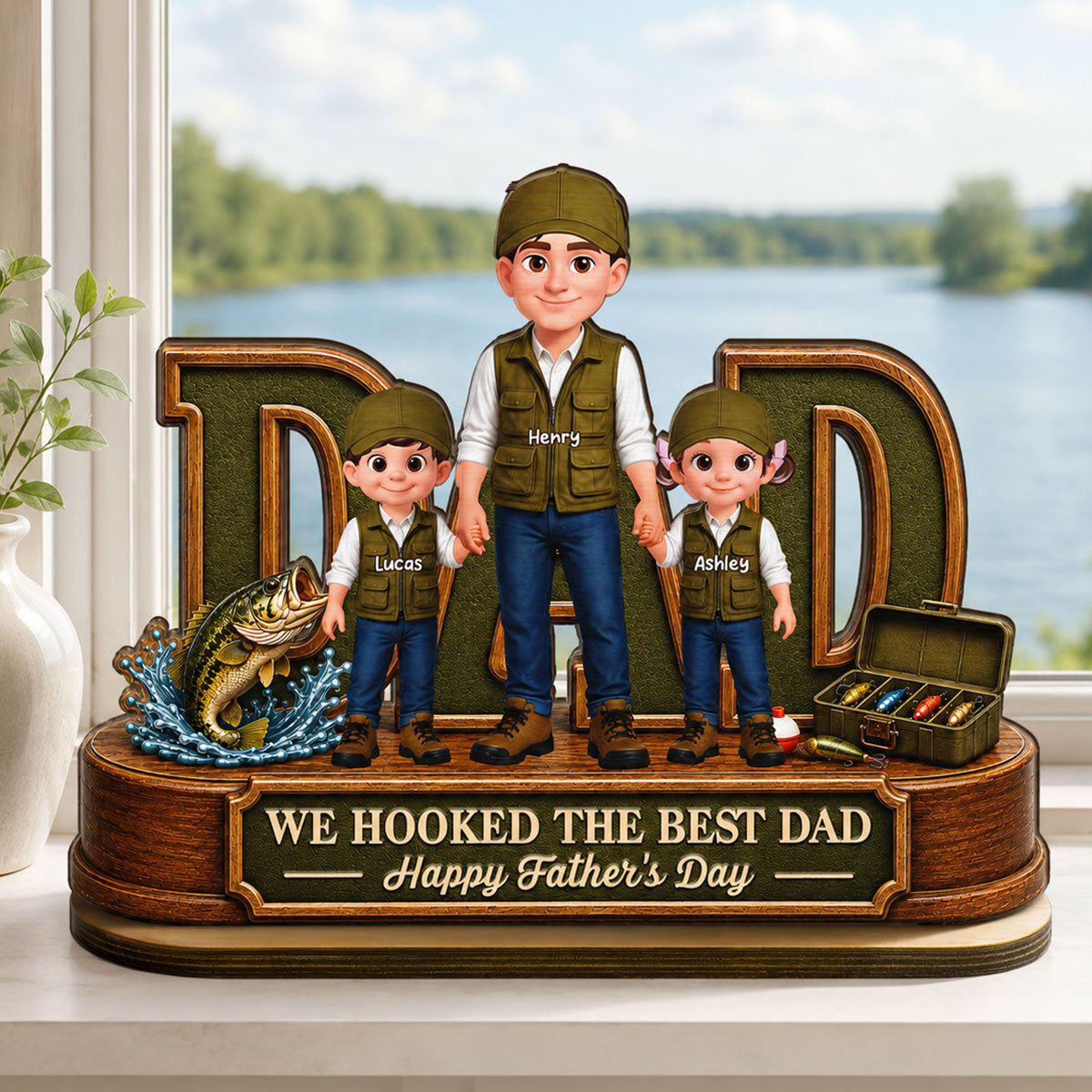 We Hooked The Best Dad Fishing Dad - Personalized 2-Layered Wooden Plaque -  Gift For Fishing Dad, Fishing Lovers