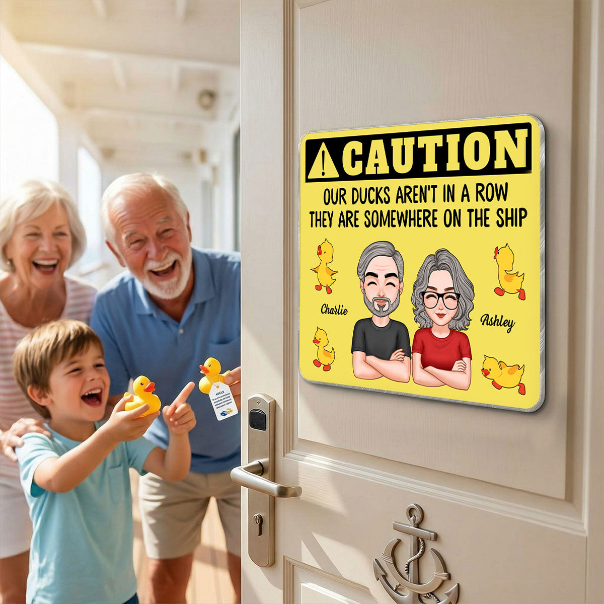Caution My Ducks Somewhere On The Ship - Personalized Cruise Ship Door Magnet - Cruise Ship Door Decorations