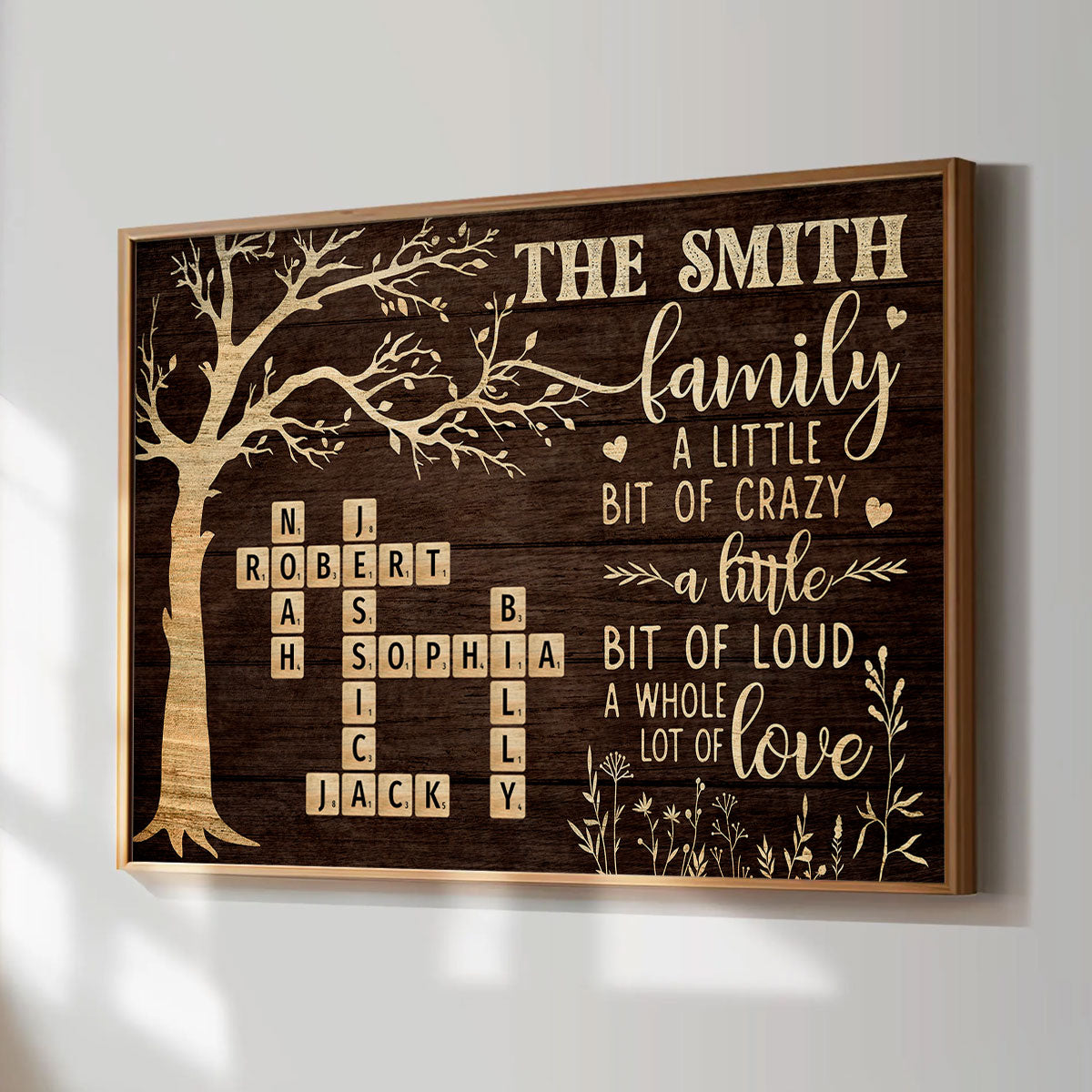 Rustic Vintage Family Lot Of Love Crossword Puzzle Art - Personalized Poster - Heartfelt Father's Day Gift For Dad, Husband
