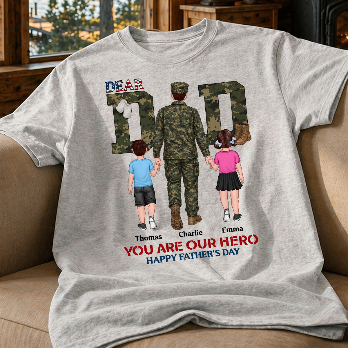 Nation Flag Army Dad You Are Our Hero - Personalized Shirt - Father's Day Gift For Dad, Husband