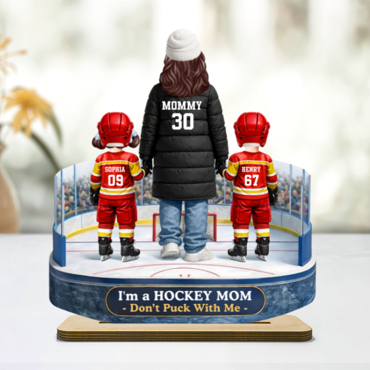I'm A Hockey Mom Don't Puck With Me - Personalized 2-Layered Wooden Plaque - Gift For Hockey Mom