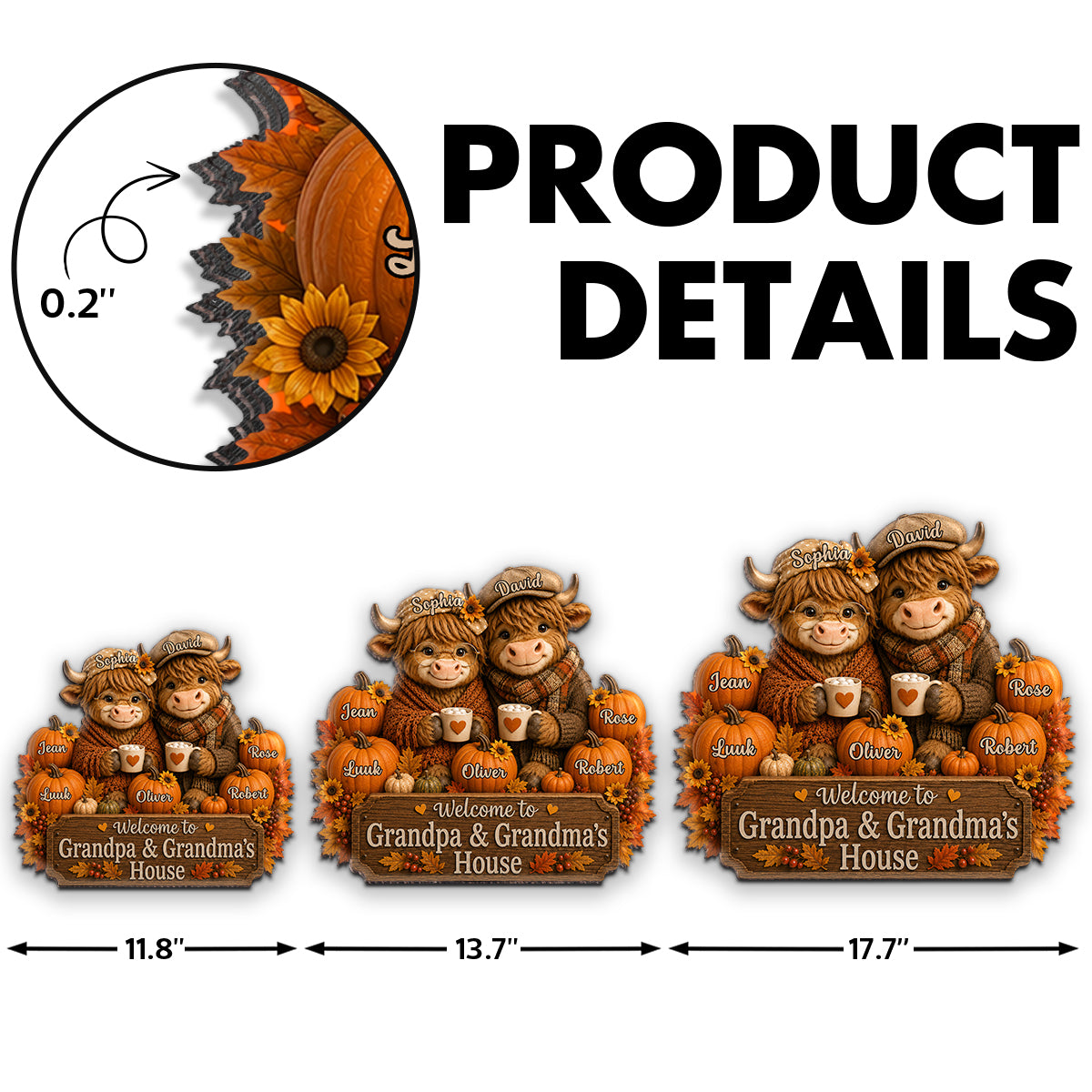 Welcome To Grandpa Grandpa's House Highland Cow - Personalized Wood Sign - Fall Season Decor Gift, Gift For Grandma, Grandpa