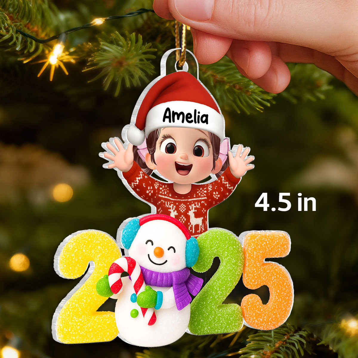 Cute Kid Candy 2025 - Peronalized Acrylic Orrnament - Christmas Gift for Kid, Grandkids