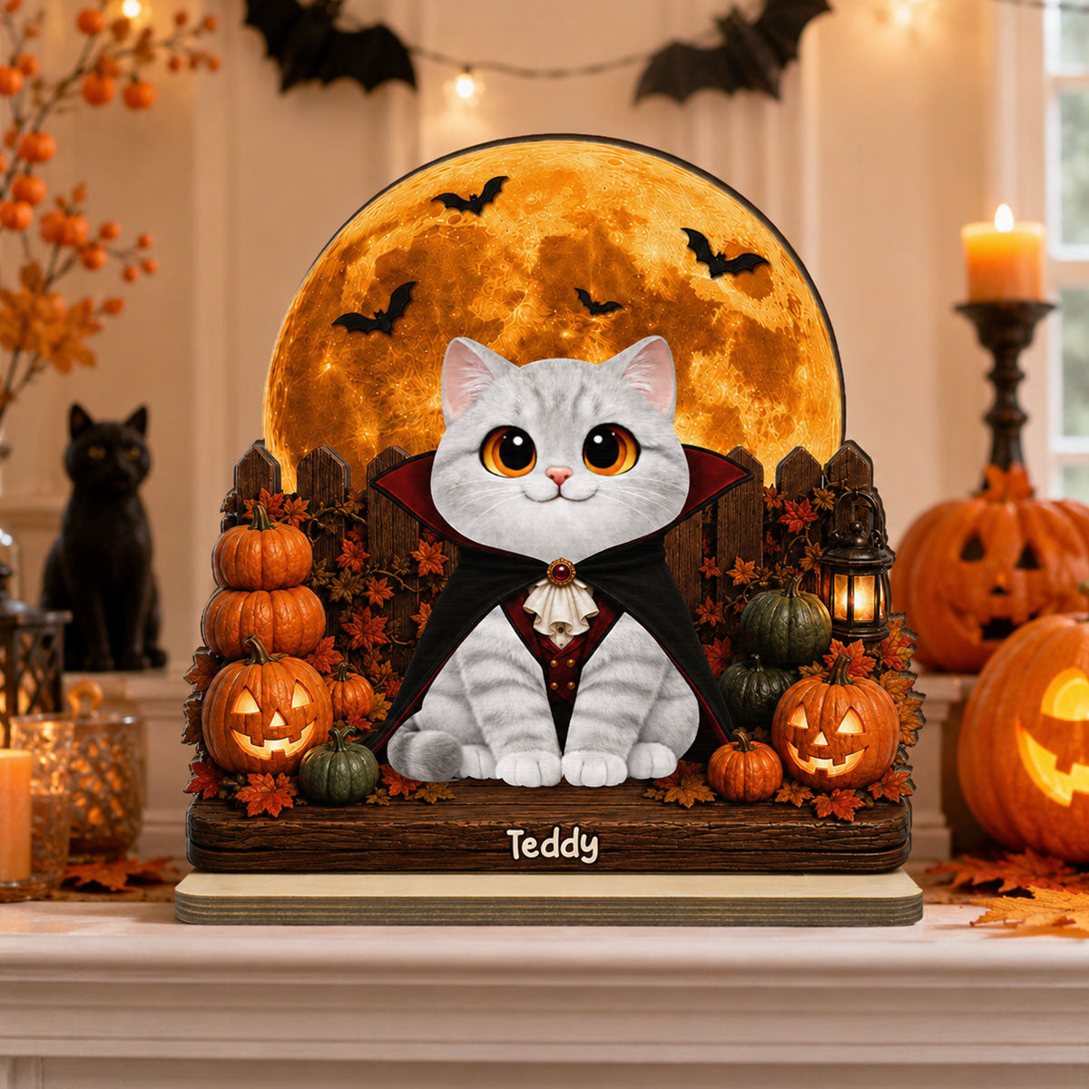 Trending Spooky Cats - Personalized 2-Layer Wooden Plaque - Halloween Gift For Cat Lovers